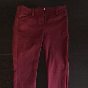 NY&Co stretch cropped maroon dress pants